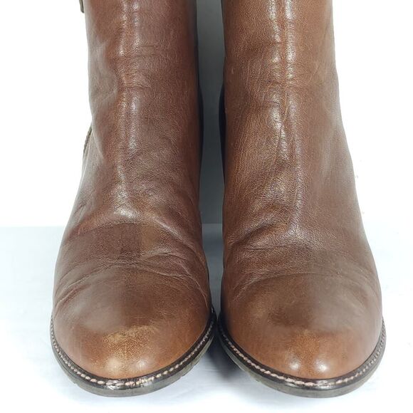 Stuart Weitzman Women's US 10M Brown Cognac Soft Leather Side Zip Ankle Boots - Picture 4 of 16